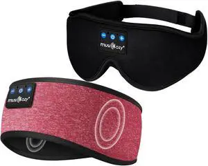 MUSICOZY Sleep Headphones Bluetooth Headband, Wireless Sleeping Headphones Mask Earbuds Built-in HD Speakers for Side Sleepers Women Men Running Travel Yoga Cool Gadgets Unique Gifts, 2 Packs
