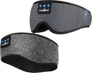 MUSICOZY Sleep Headphones Bluetooth Headband Sleep Eye Mask for Sleeping, Wireless Music Sleeping Masks Headphones, Sleep Earbuds for Side Sleepers Men Women with Speakers Cool Tech Gadgets, 2 Packs