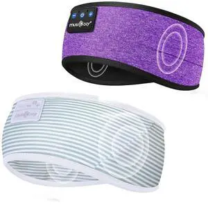 MUSICOZY Sleep Headphones Bluetooth Headband Wireless Music Headband Headphones, Earbuds for Side Sleepers Women Men Workout Running Travel Yoga Cool Gadgets Unique Gift 2 Pcs