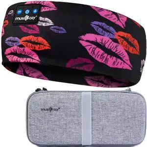 MUSICOZY Bluetooth Headband & Hard Storage Case Bundle, Wireless Sleep Headphones with HD Stereo Sound for Sports, Travel, and Relaxation