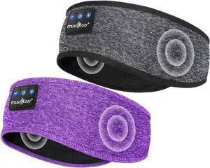 MUSICOZY Sleep Headphones Bluetooth Headband, Sleep Mask with Bluetooth Sleep Headphones, Sports Sleeping Headphones Sleep Earbuds with Ultra-Thin HD Stereo Speakers for Travel Workout, 2 Packs