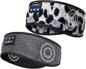 MUSICOZY Sleep Headphones Bluetooth Headband, Wireless Sleeping Headphones Mask Earbuds Built-in HD Speakers for Side Sleepers Women Men Running Travel Yoga Cool Gadgets Unique Gifts, 2 Packs