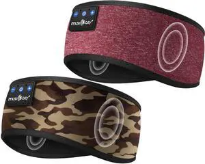 MUSICOZY Sleep Headphones Bluetooth Headband Wireless Music Headband Headphones, Earbuds for Side Sleepers Women Men Workout Running Travel Yoga Cool Gadgets Unique Gift, 2 Packs
