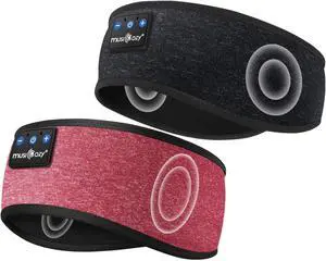 MUSICOZY Sleep Headphones Bluetooth Headband, Wireless Sleeping Headphones Mask Earbuds Built-in HD Speakers for Side Sleepers Women Men Running Travel Yoga Cool Gadgets Unique Gifts, 2 Packs