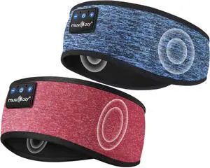 MUSICOZY Sleep Headphones Bluetooth Headband, Wireless Sleeping Headphones Mask Earbuds Built-in HD Speakers for Side Sleepers Women Men Running Travel Yoga Cool Gadgets Unique Gifts, 2 Packs