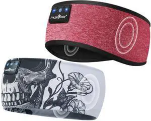 MUSICOZY Sleep Headphones Bluetooth Headband, Sleep Mask With Bluetooth Sleep Headphones, Sports Sleeping Headphones Sleep Earbuds with Ultra-Thin HD Stereo Speakers for Travel Workout, 2 Packs