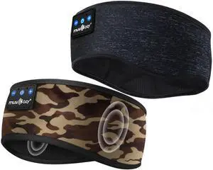 MUSICOZY Sleep Headphones Bluetooth Headband Wireless Music Headband Headphones, Earbuds for Side Sleepers Women Men Workout Running Travel Yoga Cool Gadgets Unique Gift, 2 Packs