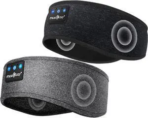 MUSICOZY Sleep Headphones Bluetooth Headband, Wireless Music Sleeping Headphones Sleep Mask Earbuds for Side Sleepers Workout Running Travel Yoga Cool Gadgets Tech Unique Gift, Pack of 2