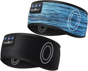 MUSICOZY Sleep Headphones Bluetooth Headband, Sleep Mask with Bluetooth Sleep Headphones, Sports Sleeping Headphones Sleep Earbuds with Ultra-Thin HD Stereo Speakers for Travel Workout, 2 Packs