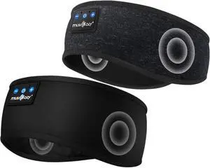 MUSICOZY Sleep Headphones Bluetooth Headband, Sleep Mask with Bluetooth Sleep Headphones, Sports Sleeping Headphones Sleep Earbuds with Ultra-Thin HD Stereo Speakers for Travel Workout, 2 Packs