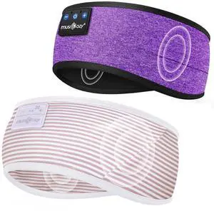 MUSICOZY Sleep Headphones Bluetooth Headband Wireless Music Headband Headphones, Earbuds for Side Sleepers Women Men Workout Running Travel Yoga Cool Gadgets Unique Gift 2 Pcs