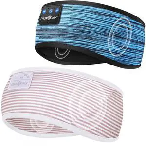 MUSICOZY Sleep Headphones Bluetooth Headband Wireless Music Headband Headphones, Earbuds for Side Sleepers Women Men Workout Running Travel Yoga Cool Gadgets Unique Gift 2 Pcs