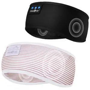 MUSICOZY Sleep Headphones Bluetooth Headband Wireless Music Headband Headphones, Earbuds for Side Sleepers Women Men Workout Running Travel Yoga Cool Gadgets Unique Gift 2 Pcs