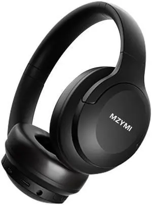 MZYMI Wireless Over Ear Bluetooth Headphones, 100H Playtime Active Noise Cancelling Headphone, Portable Foldable Bluetooth Headphone with Microphone for Work, Gym, Travel, Game, Black