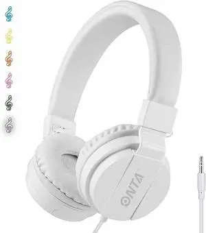 ONTA Kids Headphones for Boys Girls - Child Student Headset Wired plug Toddler Earphones School Teen on Ear for Ipad | Computer | Smart phone |  Fire Tablet | Laptop | Plane Travel | Game, white