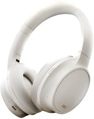OYEALEX Active Noise Cancelling Over Ear Headphone,Bluetooth Wireless Headphones with Microphone Deep Bass Foldable Comfortable Headphones for Travel/Office/Home (White)