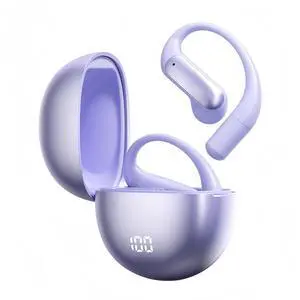 otinsile Stylish Bluetooth Earbuds Over Ear for Women - Wireless Open Ear Earbuds with 60H Playtime, BT5.4, 14.2mm Bass, IPX5 Waterproof, Secure Earhooks for Workouts/Running(Purple)