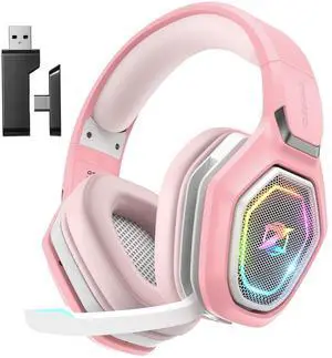 Ozeino 2.4GHz Gaming Headset Wireless with Flip Mic for Ps5, Ps4, PC, Gaming Headphones with USB-A & USB-C Transmitter, 40Hr Battery Bluetooth Headset for Laptop, Mobile, Mac