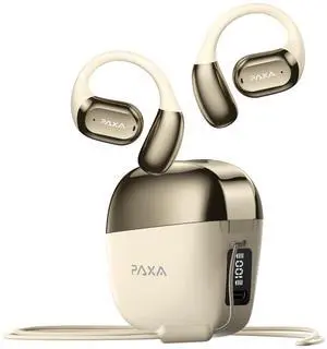 PAXA Open Ear Earbuds Wireless Bluetooth 5.4 Open Ear Headphones 60H Playtime Air Conduction Translation Earbuds Smart Control Over The Ear Earbuds for Gym Cycling Yoga Workouts, Y3Pro Beige