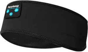 Perytong Sleep Headphones Bluetooth Wireless Sports Headband, Long Playtime Lightweight Headphones Hi-Fi Stereo Ergonomic ASMR Sleep Headphone Cool Gadget Gift for Men Women Black