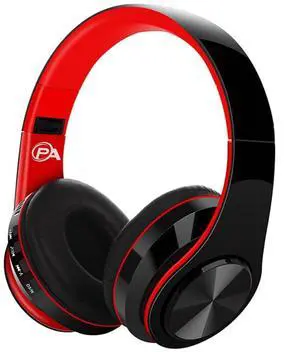 PRIME ANIS Hybrid Noise Cancelling Headphones, Wireless Bluetooth Over-Ear, Black with Color Accents, Built-in Mic, HiFi Stereo Sound, Foldable Design- Headset (Red)