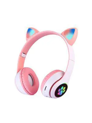 FKLBBLPM Cat Ears wear Bluetooth Headphones(White)