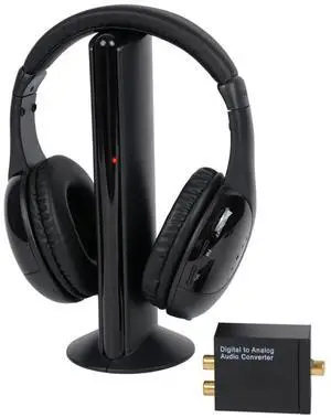 Queemie Wireless Headphones for TV Watching, FM Radio & Monitor, Wired Headset with Digital Decorder, Over-Ear Headset for Adult and Senior, Compatible Computer TV