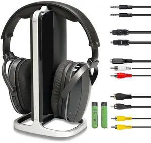 Retekess TA007 Wireless Headphones, TV Headphones Wireless for Seniors with Transmitter Charging Dock, No Audio Delay, Compatible with All TVs