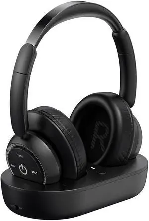 ROSIDA Wireless Headphones for TV Watching, Wireless Headphones for Seniors with Transmitter Charging Base, Bluetooth Headsets for TV, No Audio Delay, Gift for The Seniors or Parents, Black