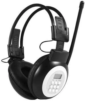 Over Ear Foldable / Wired Headphone with LCD Display, FM Radio, 10 Radio Stations, Noise Cancelling HiFi Headset
