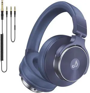 Rumoon Wired Over Ear Headphones, Studio Monitor & Mixing DJ Headphones with 50mm Neodymium Drivers and 1/4 to 3.5mm Jack for Guitar AMP Podcast Piano Keyboard (Dark Blue)