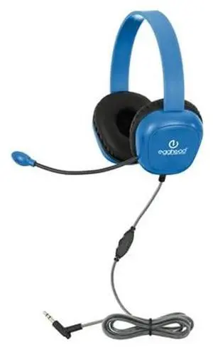 Egghead(r) Premium Kids Heavy Duty Headset with Uni-Directional Microphone, Chew-Resistant Tri-Shield Cord, Padded Ear Cushions, and Adjustable Headband, Pack of 10
