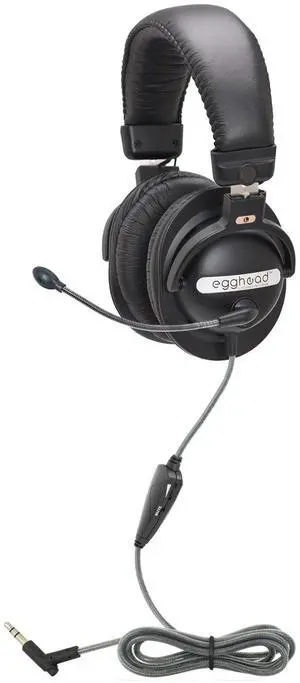 Egghead Audio Enhanced Deluxe Headphone with 40mm NdFeb Speakers, Leatherette Ear Cushions, Pivoting Earcups, Adjustable Headband, and Tangle-Free Cord, Pack of 10
