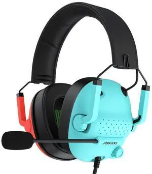 Gaming Headset with Microphone for PC PS4 PS5 Xbox Switch, Stereo Sound Headphones Lightweight & Portable Over Ear Headset for Laptop Mobile - Red & Blue