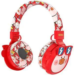YLFASHION Kids Bluetooth Headphones, 85dB Volume Limit, Ultra-Soft Over-Ear, Built-in Mic, Foldable, Beerus Cartoon Animal Design, Suitable for School & Travel, FM/TF/AUX Supported