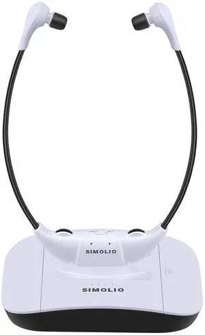 SIMOLIO SM824D1 Digital Wireless Headphones for TV with Optical, Digital Wireless TV Headset, Balance and Tone Control, Volume Control, Spare Battery, 100FT Long Range, Basic Version