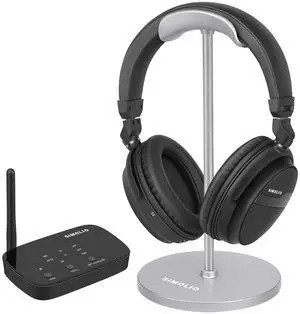 SIMOLIO Wireless Headphones for TV w/3 EQ, aptX Low Latency&aptX HD, Bluetooth Transmitter Headphones Set w/Dialog Mode for Seniors, Digital Optical/AUX/RCA Support&Volume Control, 40 Hours Playtime