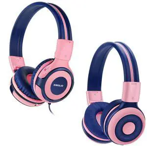 SIMOLIO Wired & Bluetooth Kids Headphones Bundles, Safe Volume, HD Mic Stereo Sound, Adjustable Headband, Foldable Durable Children Headsets for Travel School