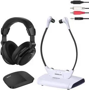 SIMOLIO Voice-highlighting Wireless TV Headphones for Seniors, High Clarity & Max Comfort, No Pairing, No Delay, 100FT Range, Digital Optical & RCA & AUX Outputs Supported