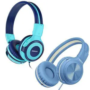 SIMOLIO Stereo Wired Headphones Teens Adult Kid Youth w/Mic & Volume Control & Volume Limited & Share Port & 3.5mm Jack, Safe Volume Durable Foldable Headset for Online School Gaming PC Laptop Travel