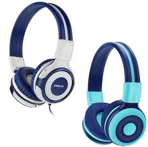 SIMOLIO Kids Headphones Wired & Bluetooth Bundles, Safe Volume, HD Mic Stereo Sound, Adjustable Headband, Foldable Durable Children Headsets for Travel School