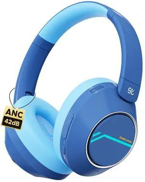 Steellumen Nova1Pro Kids Wireless Active Noise Cancelling Headphones, Bluetooth 5.4, 40H Playtime, Volume Limited 75/85/94dB, Type-C Fast Charging, Mic, Foldable for School/Travel/Airplane, Blue