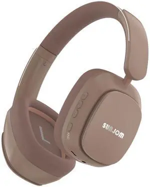 Remix 130H Playtime Bluetooth Over-Ear Wireless Headphones, ANC/ENC Active Noise Cancelling, Foldable Rotatable Lightweight Headphones with Microphone Type-C for Call Travel Sports (Pink Brown)