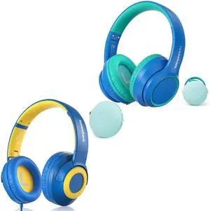 TONOSHARK (Kids Bluetooth Noise Cancelling Headphones & (Kids Headphones Wired) Bundles-Comfortable Fit, Stereo Sound, Foldable, Adjustable Headband,for iPad Tablet Home School Travel