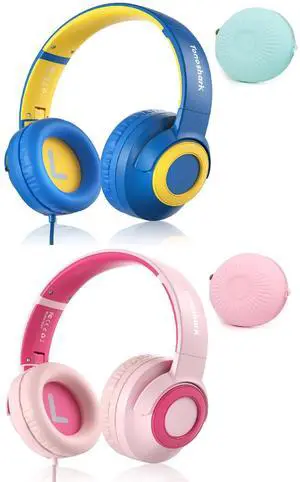 TONOSHARK Kids Wired Headphones with Microphone, Volume Limited to 85/94dB Earphone for Boys & Girls, Foldable 3.5mm Jack Headset for School & Travel, Includes Portable Case