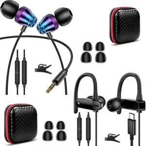 TOPAUX USB C Headphone Over-Ear Hook Wired Earbuds, 3.5mm Jack Headphone for Chromebook Laptop School Kid Adult