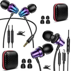 3.5mm Jack Headphone for iPhone 6 6s for Chromebook Laptop, USB C Headphone for iPhone 16 Pro Max 15 Plus Wired Earbuds with Mic Volume Control School Kid Adult Laptop in-Ear Noise Canceling Android