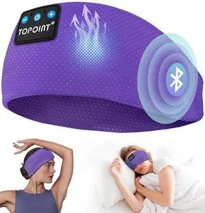 TOPOINT Sleep Headphones Headband Bluetooth 5.4, Sports Headband Earphones Sleeping Bluetooth Wireless with USB C for Women Men Sports Gifts Workout Jogging Yoga Insomnia Air Travel Meditation