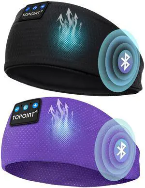 TOPOINT Sleep Headphones Headband Bluetooth 5.4, Sports Headband Earphones Sleeping Bluetooth Wireless with USB C for Women Men Sports Gifts Workout Jogging Yoga Insomnia Air Travel Meditation