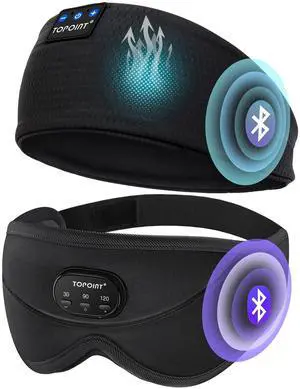 TOPOINT Bluetooth Headband and Bluetooth 3D Sleep Mask